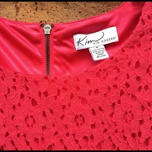 CORAL LACE DRESS WITH PINK BACK ZIPPER UP